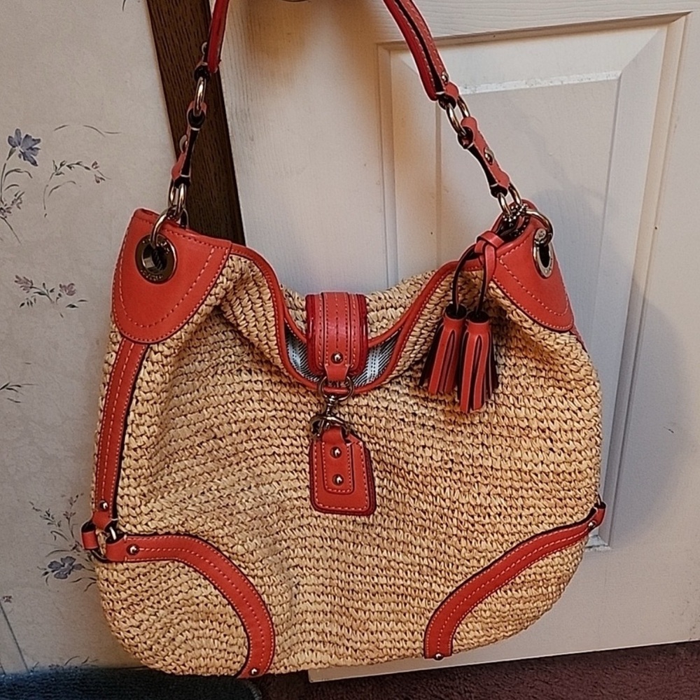 Coach Hobo Slouch Straw Shoulder Bag - Picture 5 of 5
